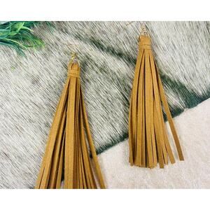 Life is Better in Cowboy Boots Western Light Brown Fringe Earrings